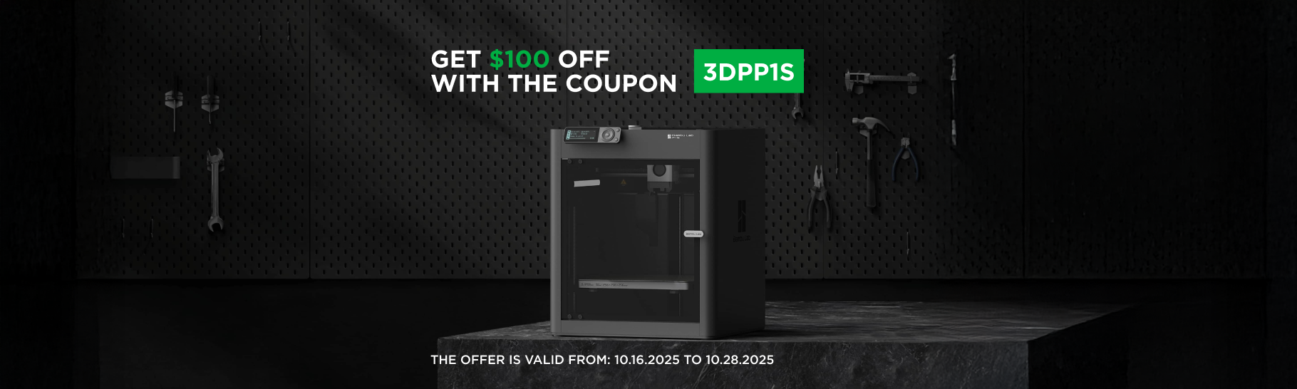 Special offer on Bambu Lab solutions: $100 off the P1S and P1S Combo models