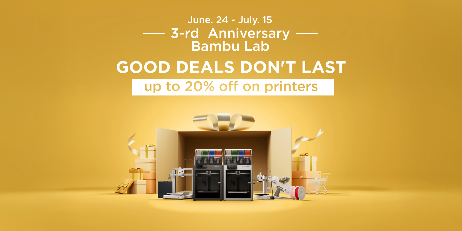 Up to 20% off on 3D printing solutions for Bambu Lab’s third anniversary