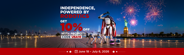 Independence, powered by robotics. Get exclusive Independence Day discounts on Unitree and Enabot