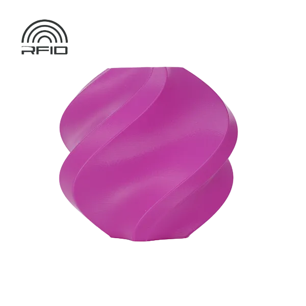 Purple textured object with 'RFID' branding on a white background