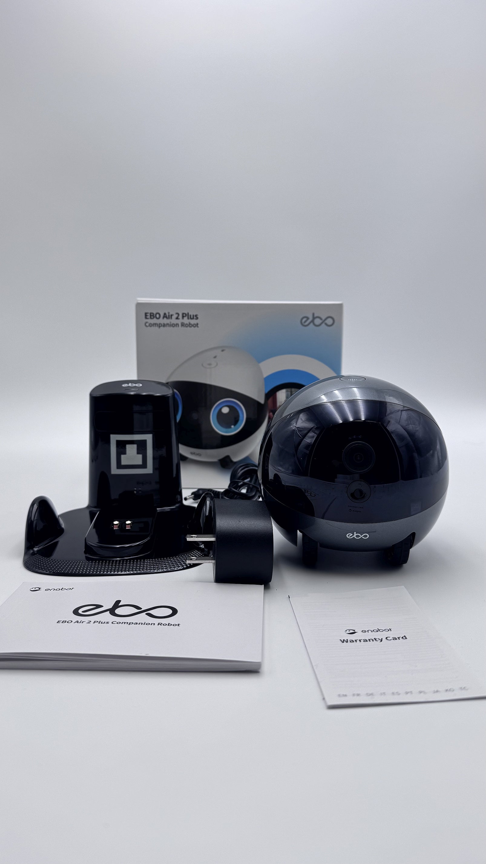 Ebo security camera system with packaging on a white background