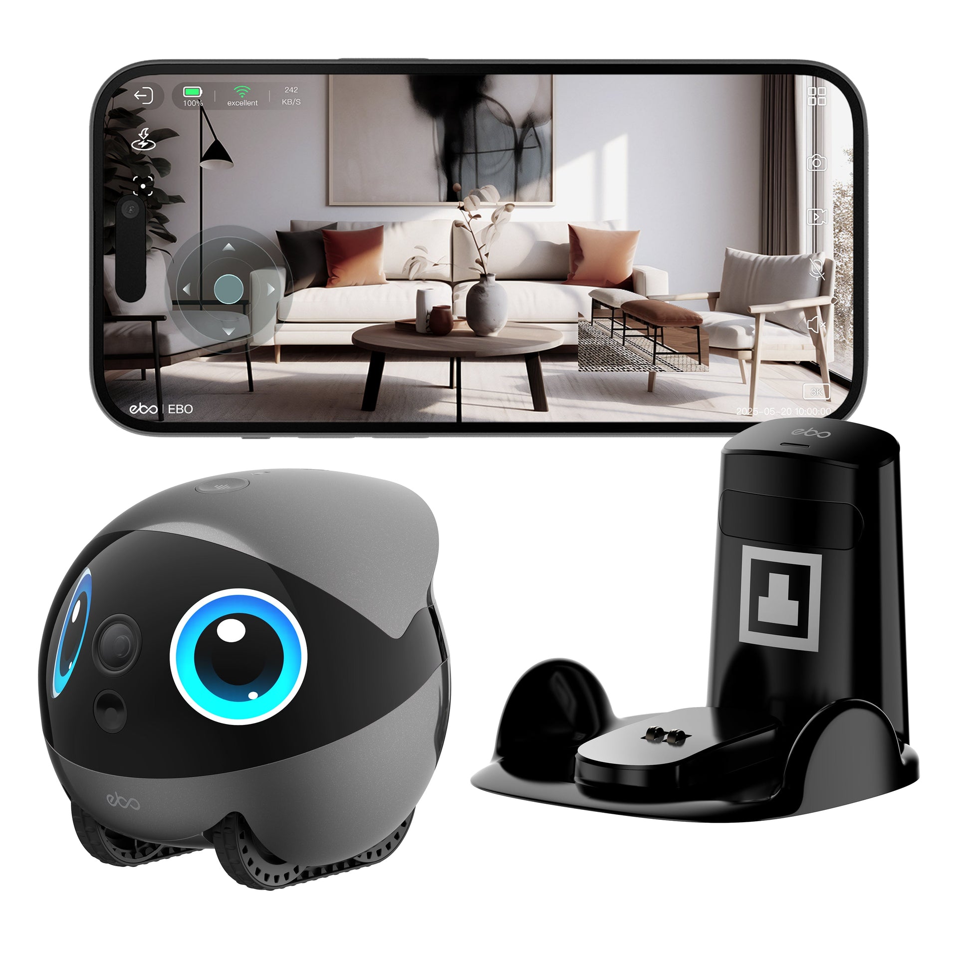 Refurbished Enabot EBO Air 2 Plus Companion Robot, AI-Powered Smart Security Camera