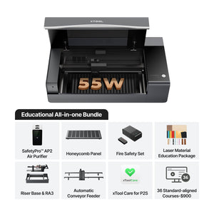 xTool P2S 55W Desktop CO2 Laser Cutter for Education - Educational Essentials Kit