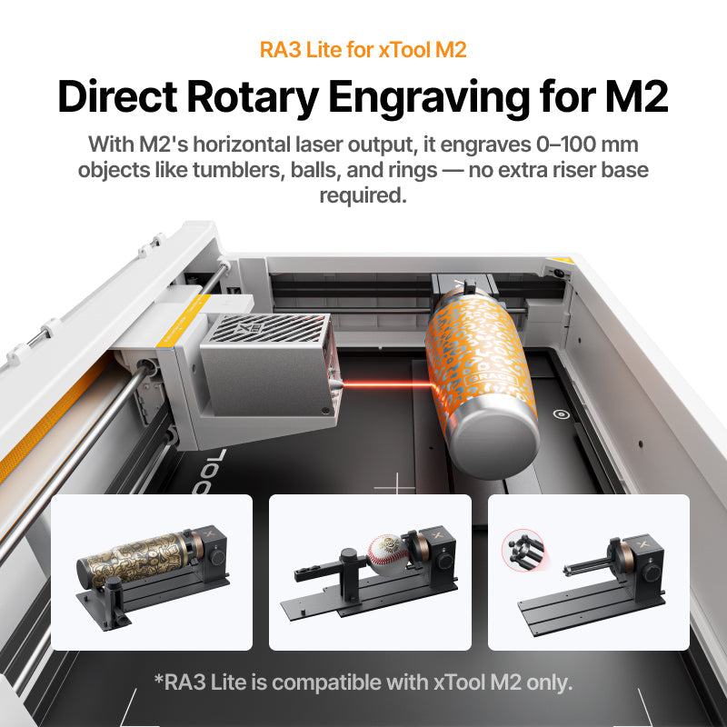 xTool RA3 & RA3 Lite: Intelligent Rotary Engraving for Rings, Tumblers & Ornaments - RA3 for P2S/P2 (Requires Riser Base)