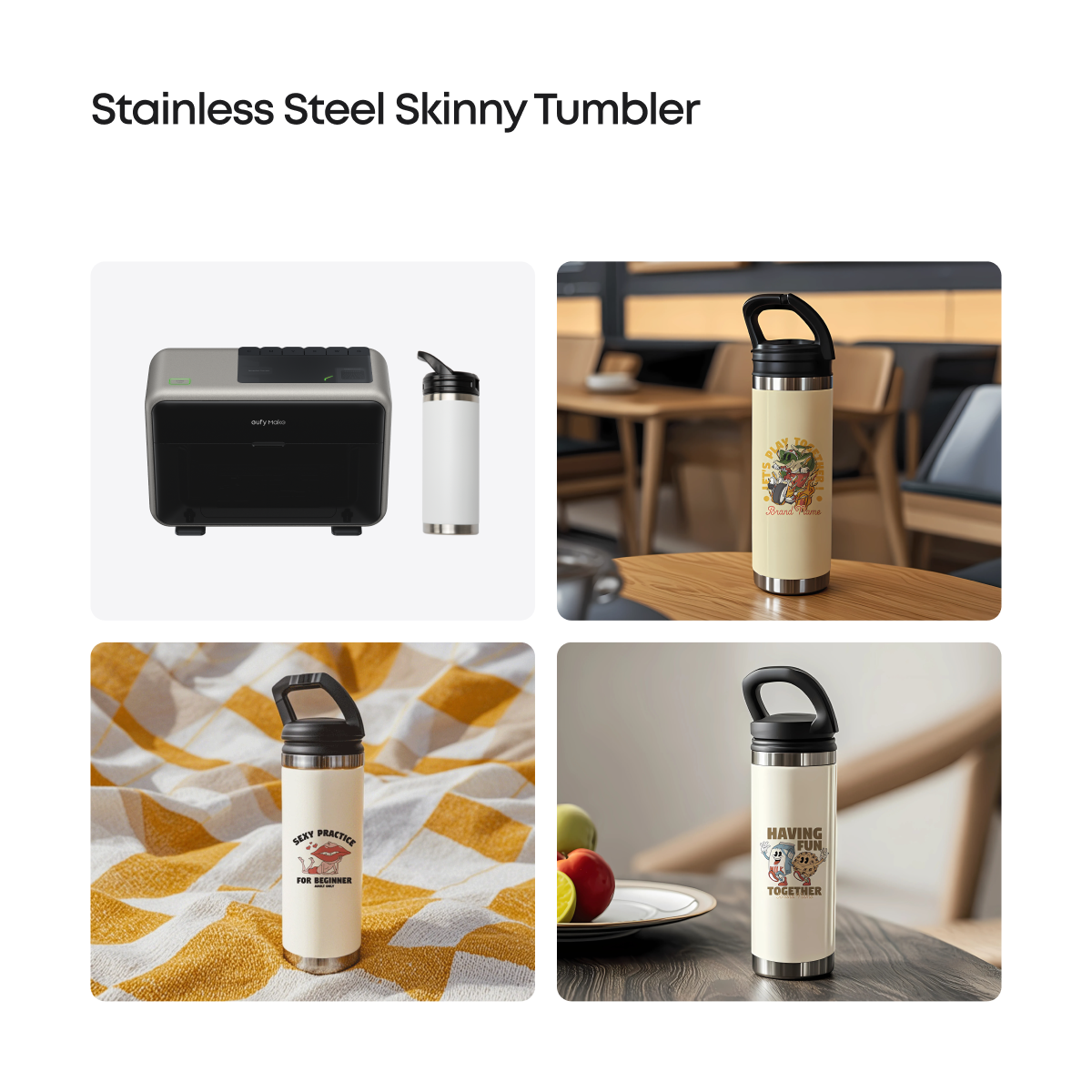 eufyMake Stainless Steel Skinny Tumbler 6-Pack 550 ml (18 oz)