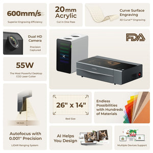 xTool P2S 55W Desktop CO2 Laser Cutter for Education - Educational Essentials Kit