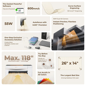 xTool P2S 55W Desktop CO2 Laser Cutter - P2S Standalone