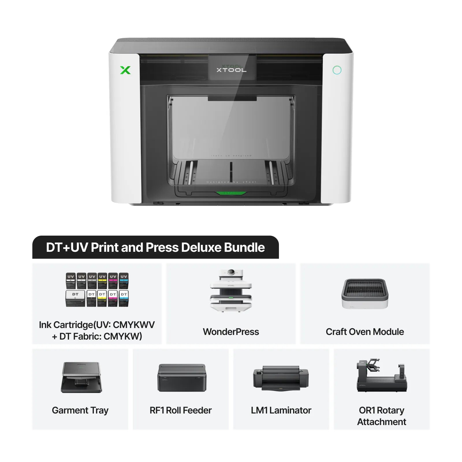 xTool O1 Omni Printer: The World’s First 4-in-1 Omni Printer - DT+UV / DT+UV Print and Press Deluxe