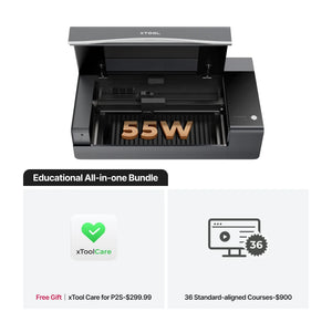 xTool P2S 55W Desktop CO2 Laser Cutter for Education - Educational Essentials Kit