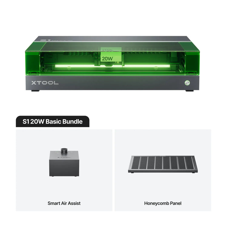 xTool S1 Enclosed Diode Laser Cutter - 20W / 20W Basic Bundle
