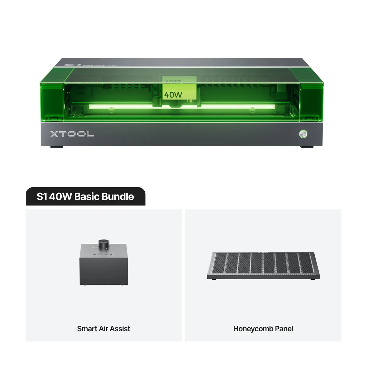 xTool S1 Enclosed Diode Laser Cutter - 40W / 40W Basic Bundle
