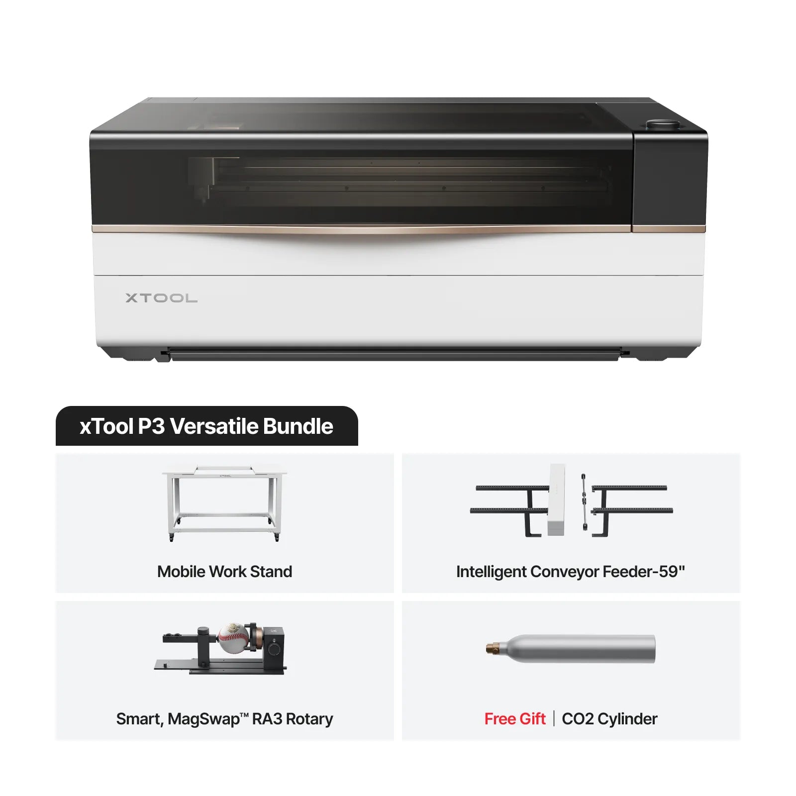 xTool P3 80W Flagship CO2 Laser Cutter with Intelligent Automation - P3 Versatile Bundle