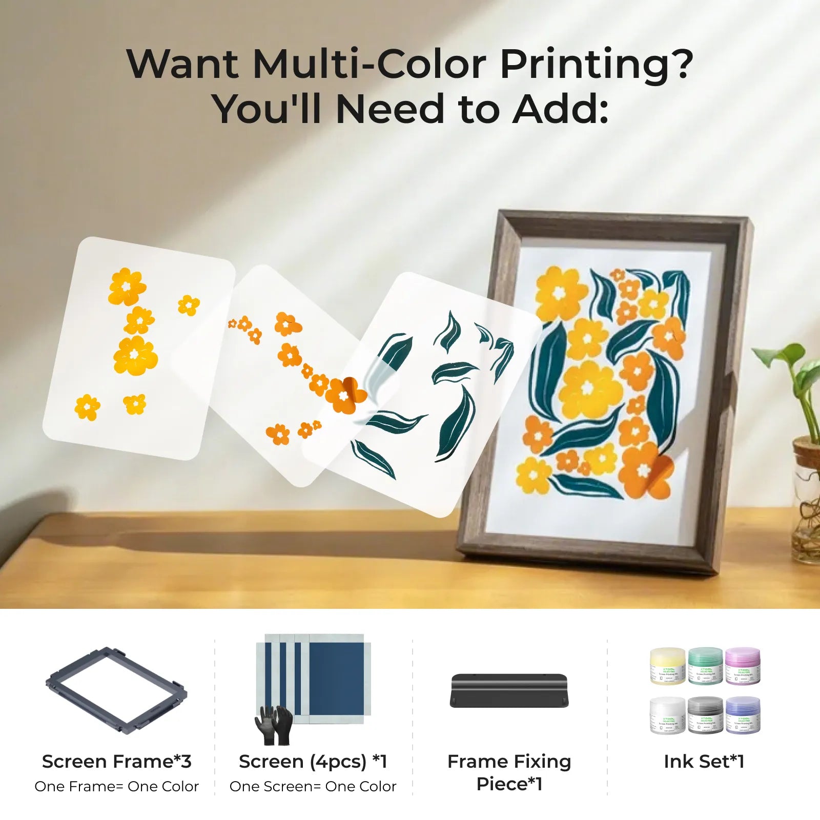 xTool Screen Printer: 1st Screen Printing Solution with Laser - Basic Kit / For M Series